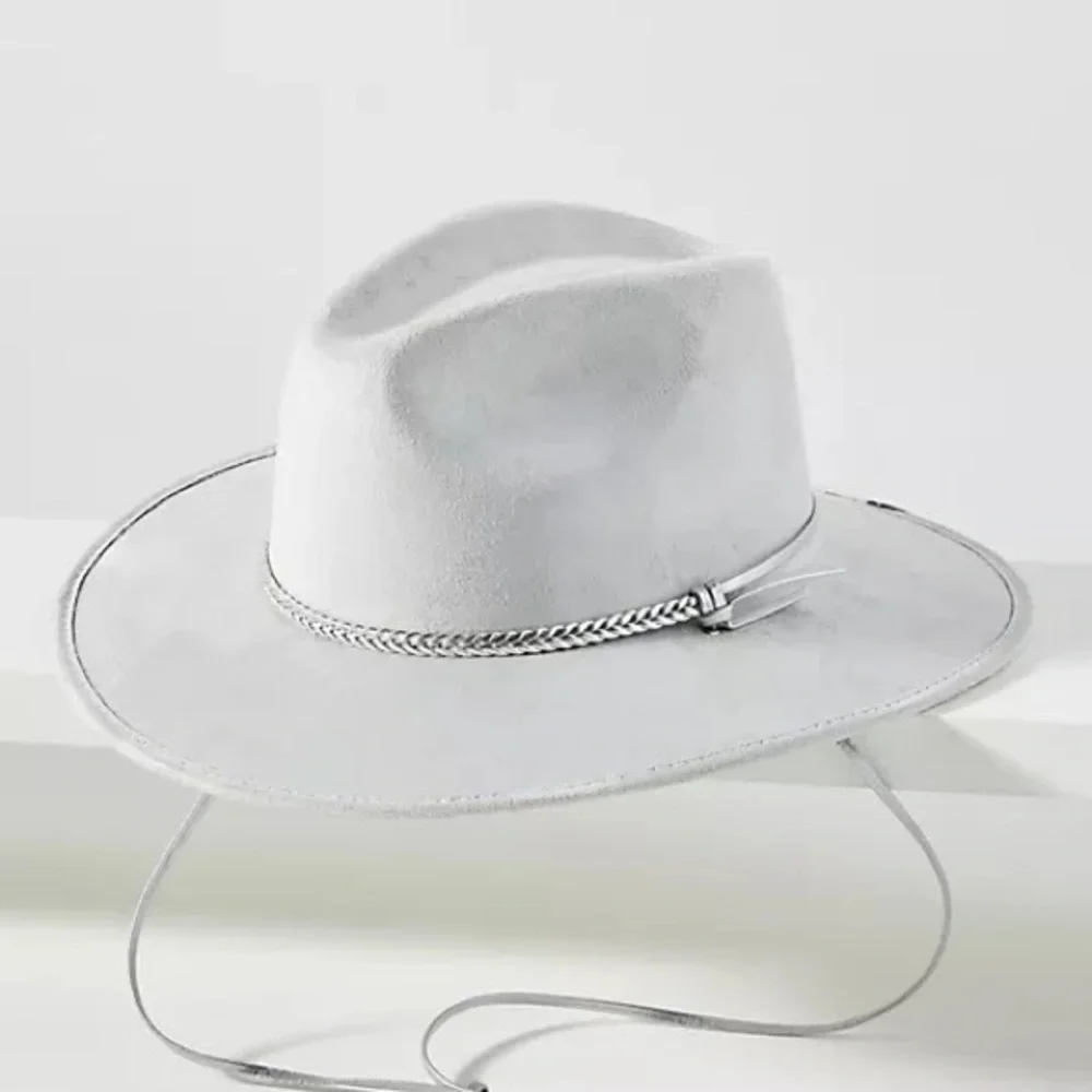 Anthropologie ASN Silver Braided Trimmed Rancher Hat